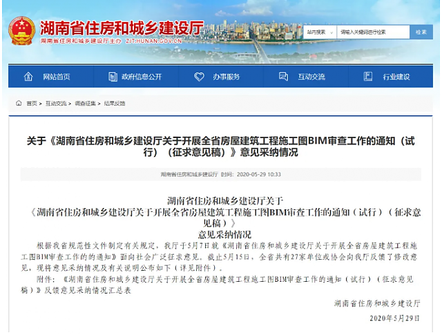 湖南全省6月1日試行施工圖BIM審查，設計院炸鍋，看住建廳對各家意見的回復情況