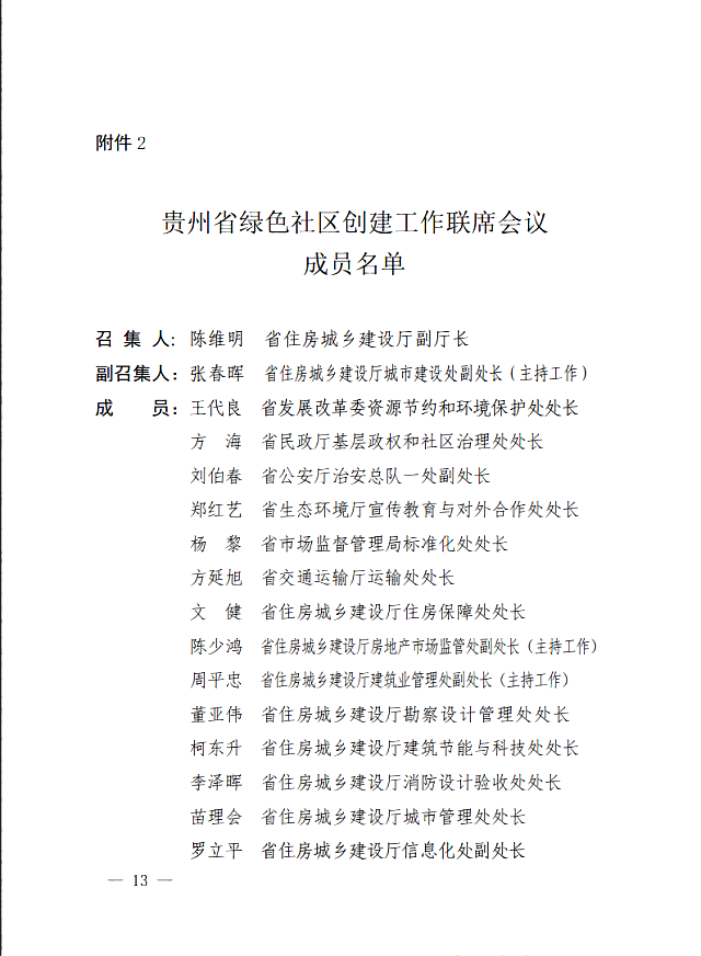 貴州省住房城鄉建設廳等七部門關于印發《貴州省綠色社區創建工作方案》的通知