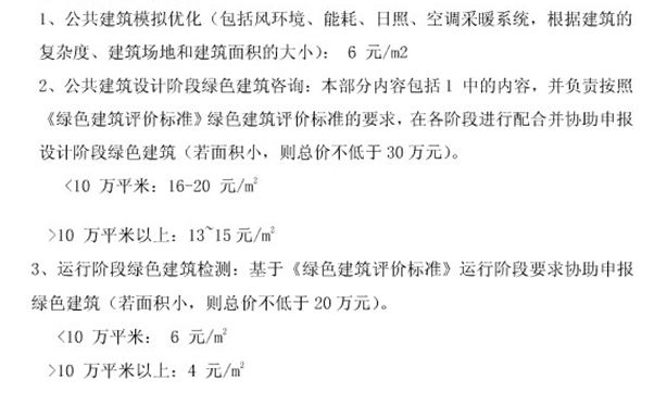 綠色建筑咨詢收費標準（三星）